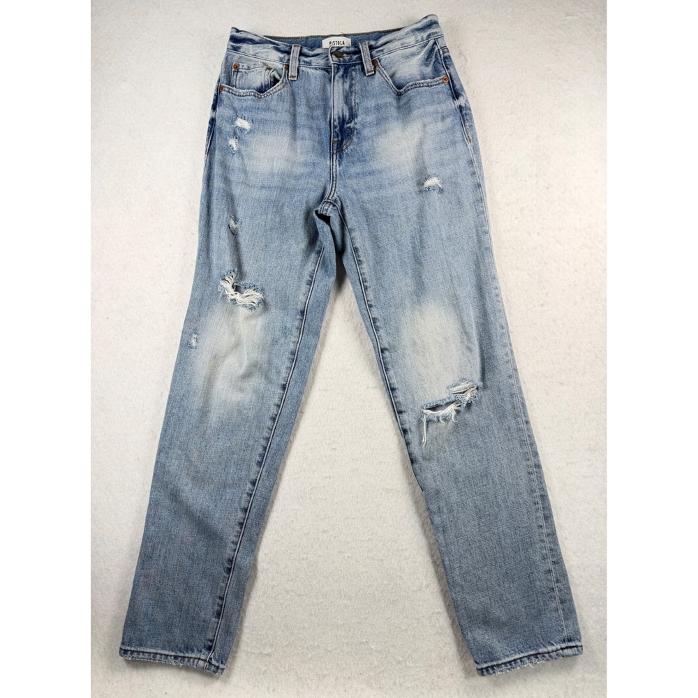 PISTOLA Presley High Rise Vintage 90s Distressed Straight Leg Jeans Virginia  26